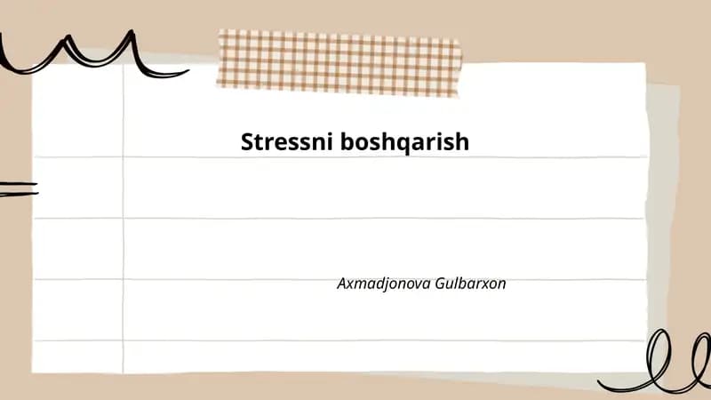 Stressni boshqarish