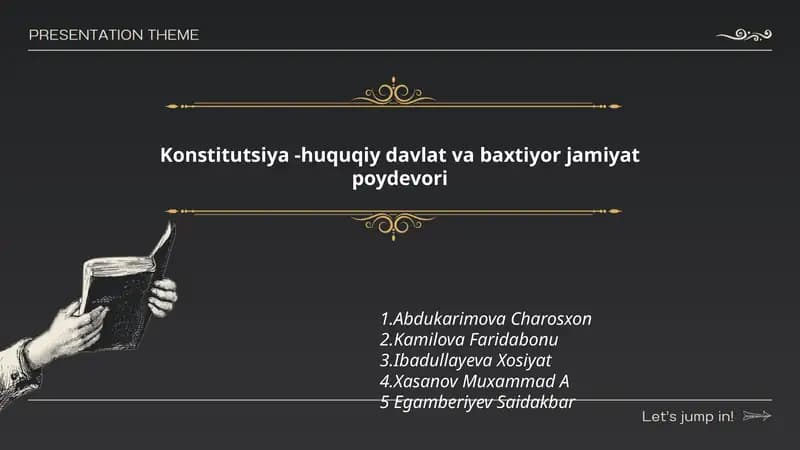Konstitutsiya - huquqiy davlat va baxtiyor jamiyat poydevori