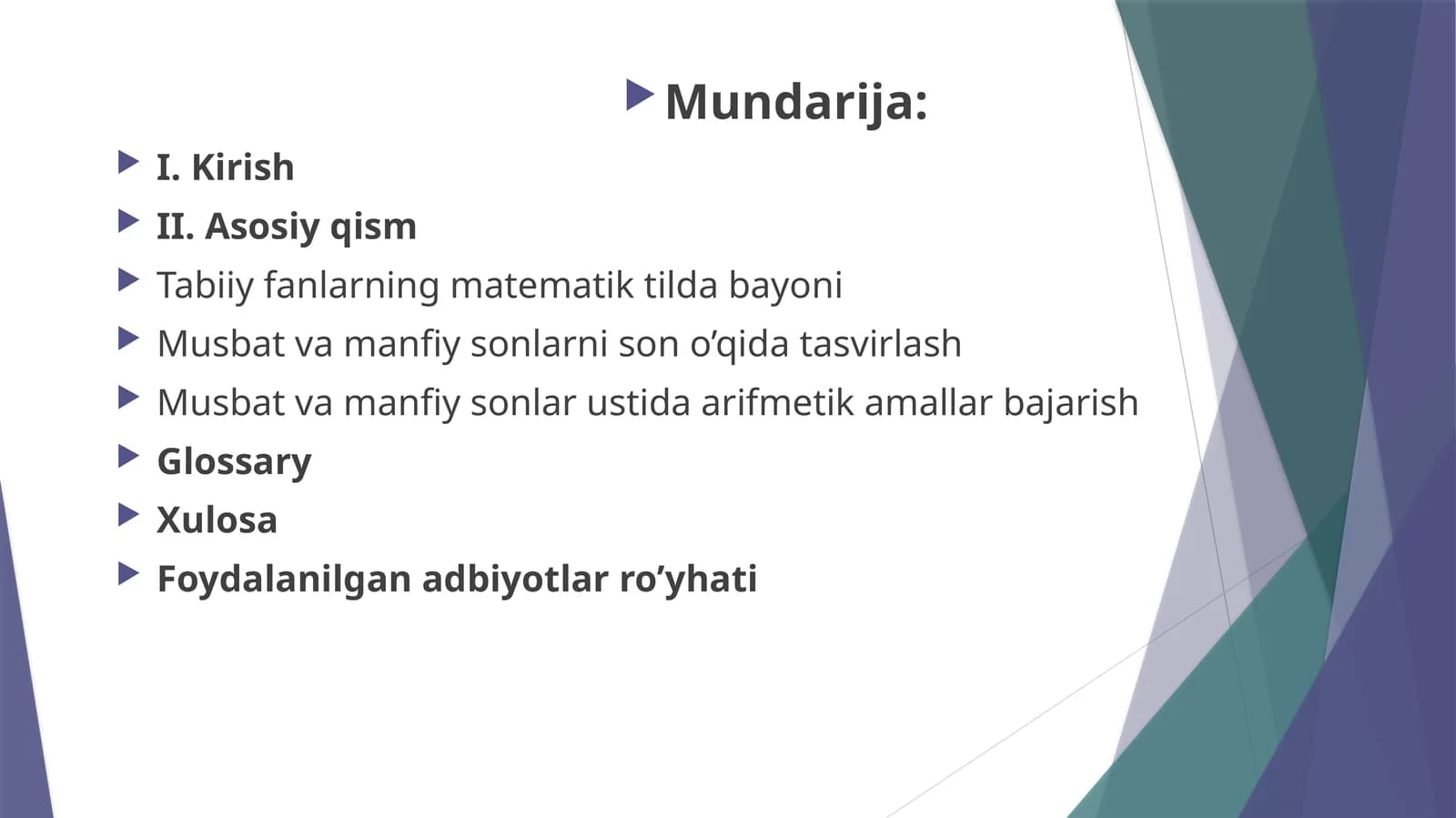 Musbat va manfiy sonlar