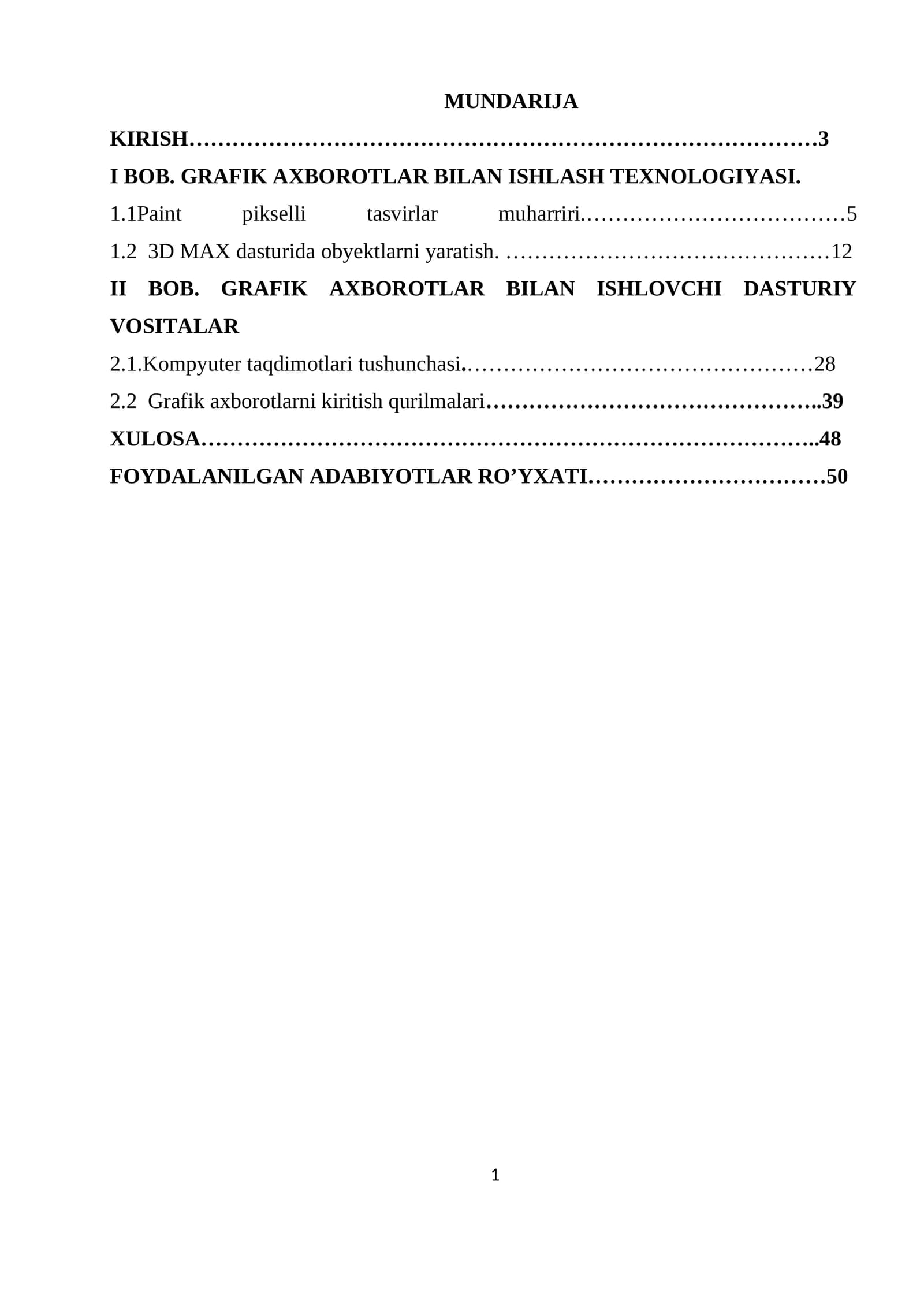 GRAFIK AXBOROTLAR BILAN ISHLASH TEXNOLOGIYASI
