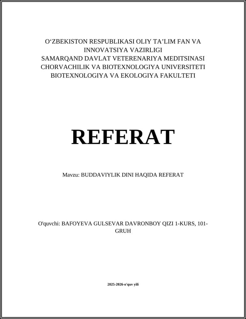 BUDDAVIYLIK DINI HAQIDA REFERAT
