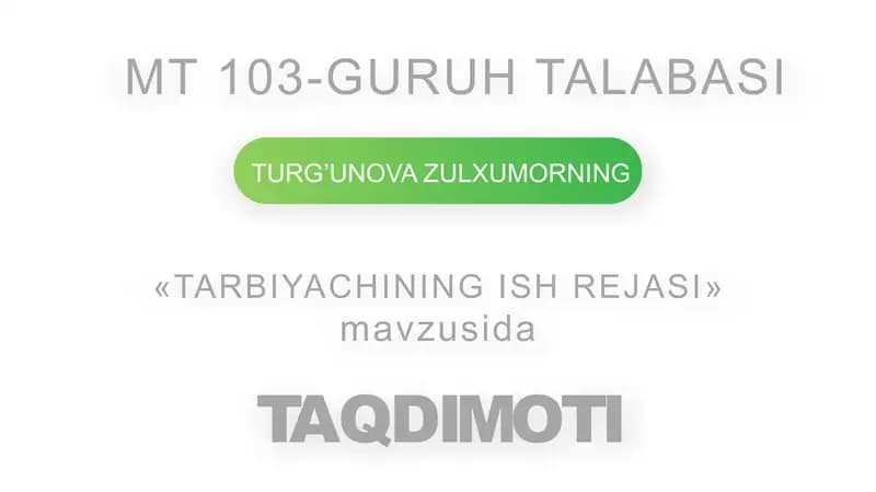 Tarbiyachining ish rejasi