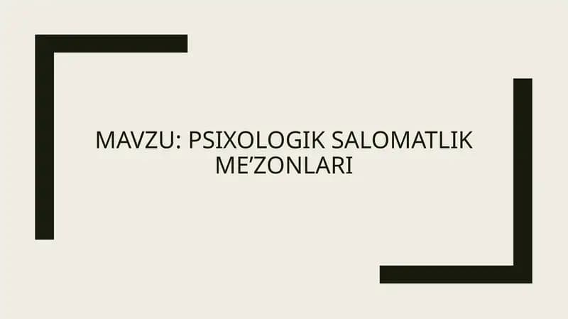 Psixologik salomatlik me’zonlari