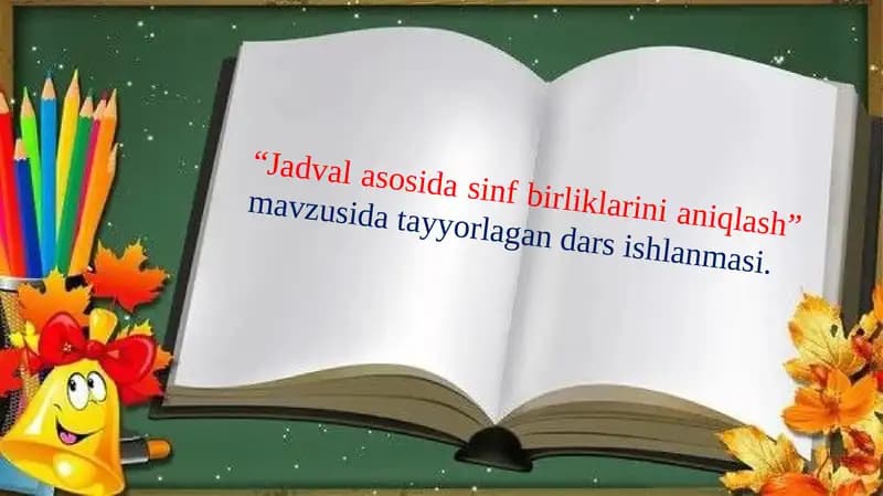 Jadvalasosida inf birliklarini aniqlash