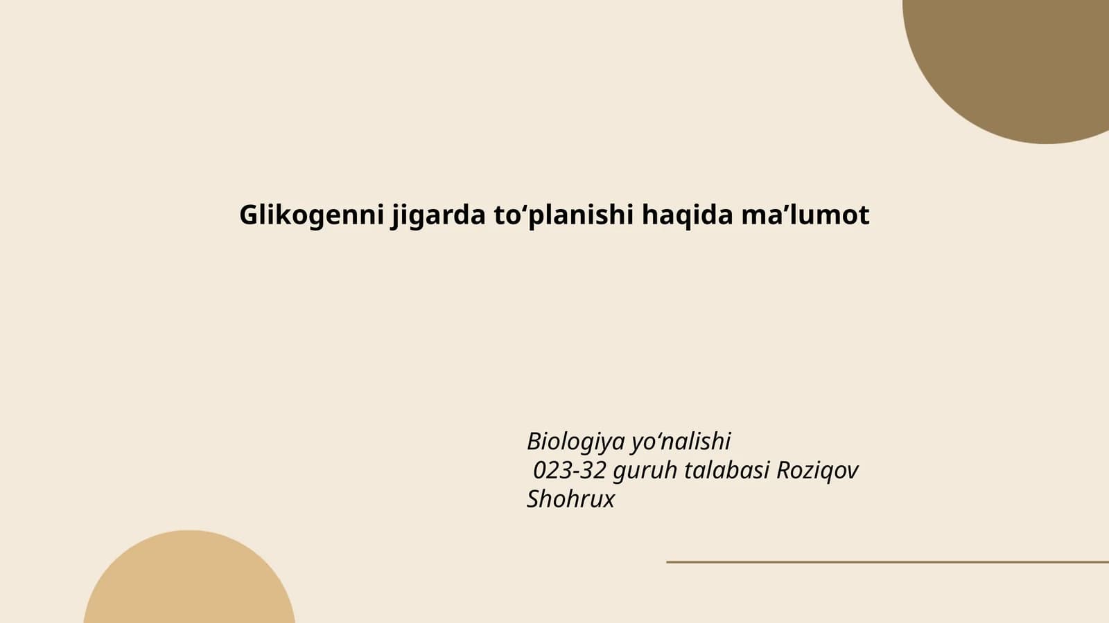 Glikogenni jigarda toʻplanishi haqida maʼlumot