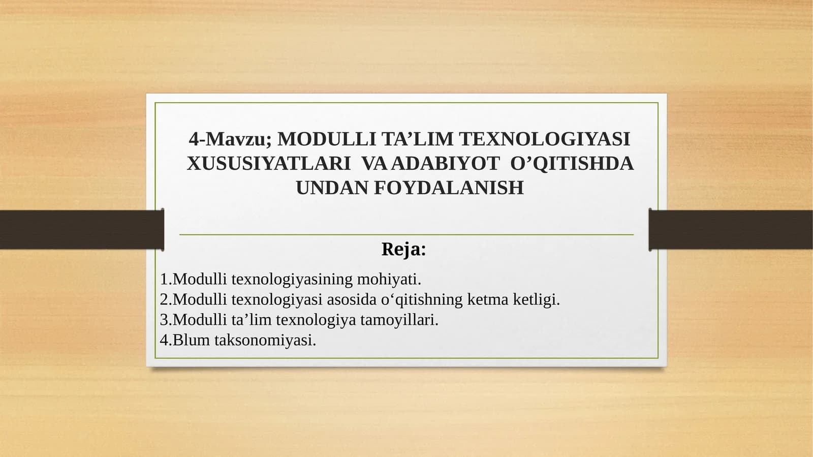 MODULLI TA’LIM TEXNOLOGIYASI XUSUSIYATLARI VA ADABIYOT O’QITISHDA UNDAN FOYDALANISH