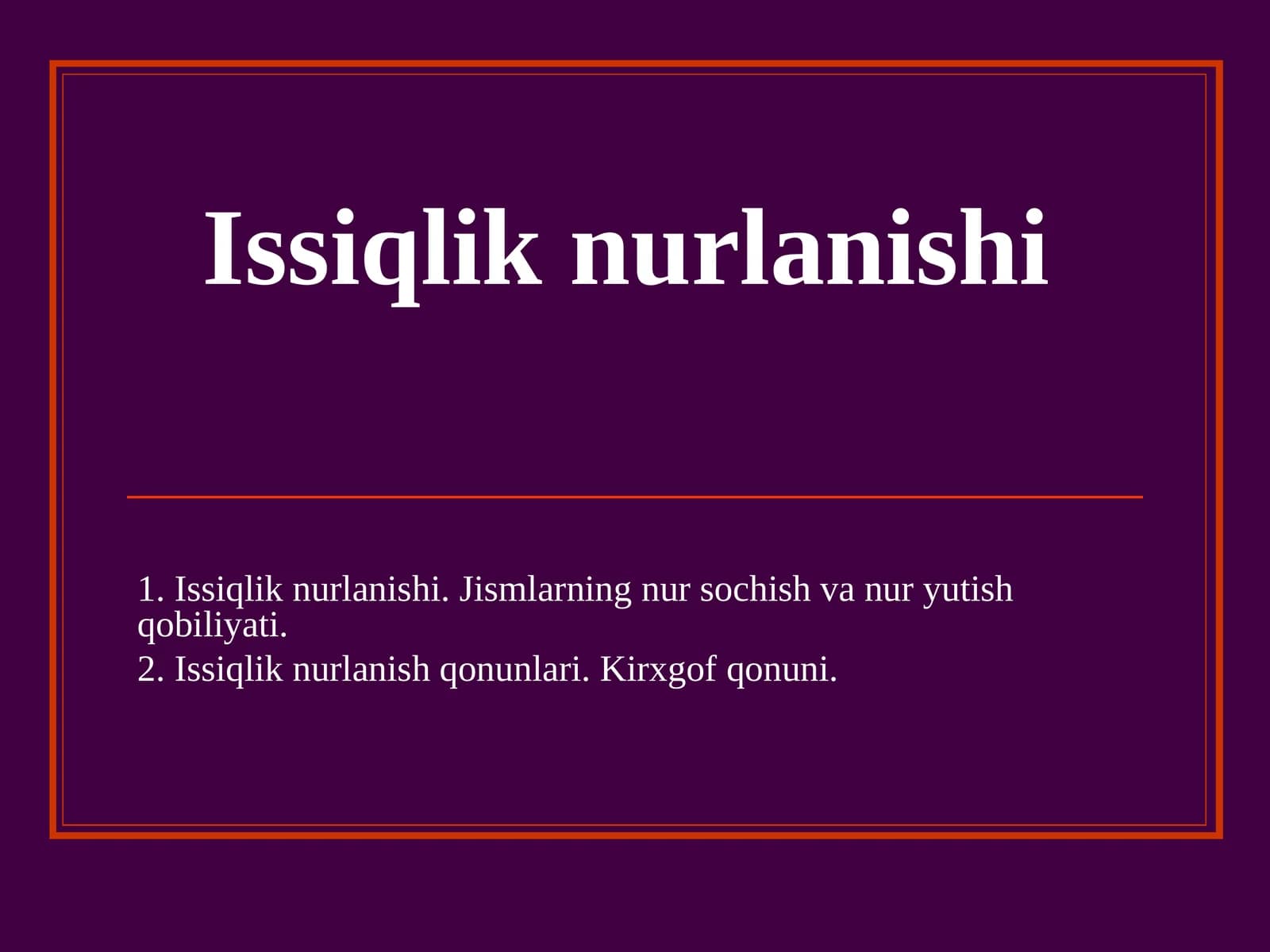 Issiqlik nurlanishi