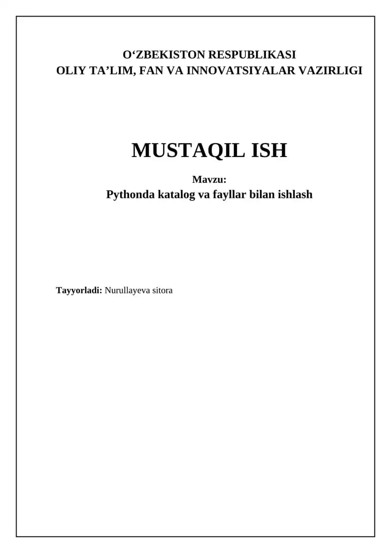 Python-dagi kataloglar va fayllar bilan ishlash