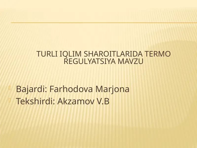 Termo Regulyatsiya