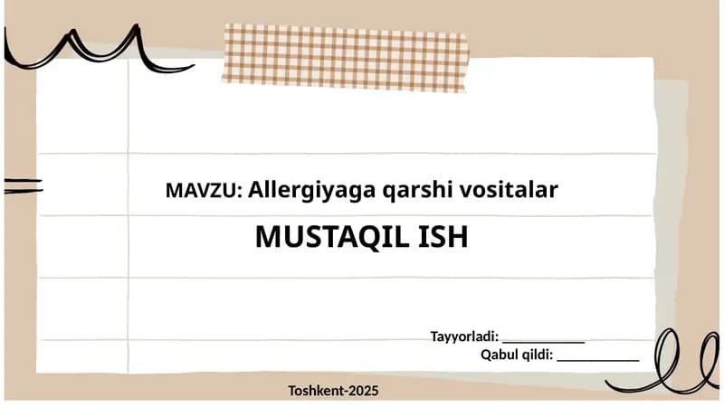 Allergiyaga qarshi vositalar