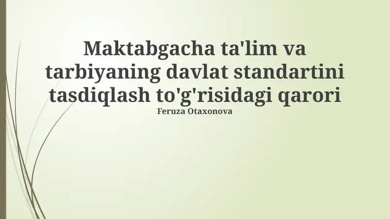 Maktabgacha Ta'lim va Tarbiya Standarti