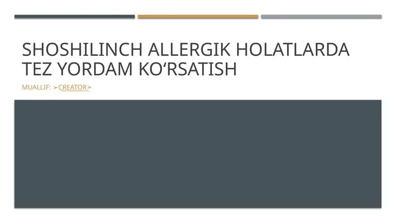 Shoshin allergik holatlarda tez yordam ko'rsatish
