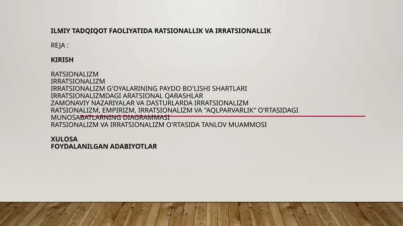 Ilmiy tadqiqot faoliyati, darakt siyonalik va irratsionalik