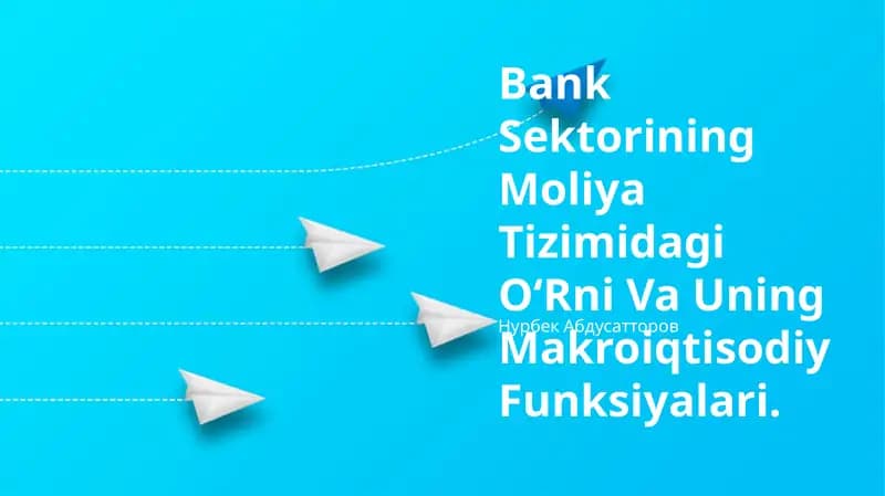 Bank Sektorining Moliya Tizimidagi OʻRni Va Uning Makroiqtisodiy Funksiyalari