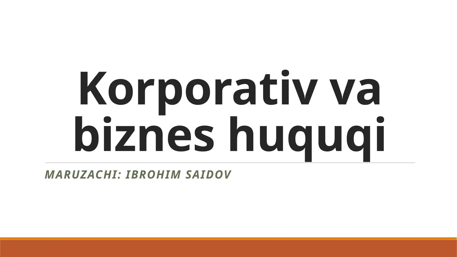 Korporativ va biznes huquqi