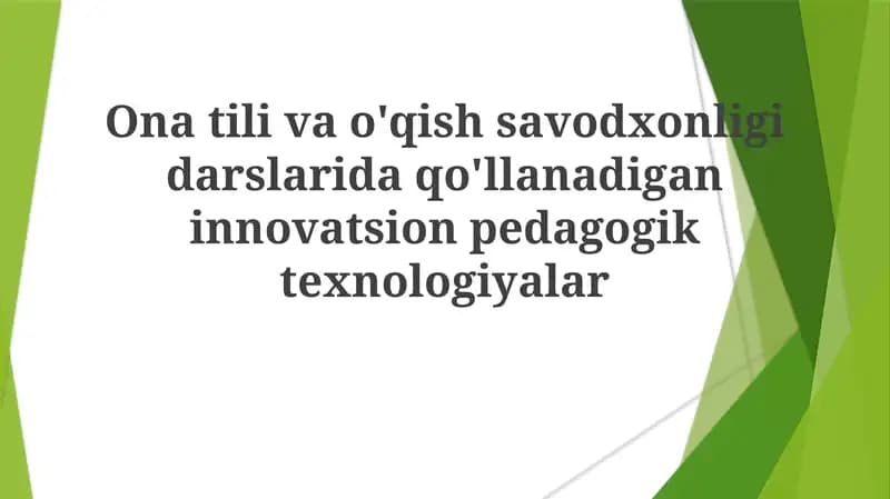Innovatsion pedagogik texnologiyalar
