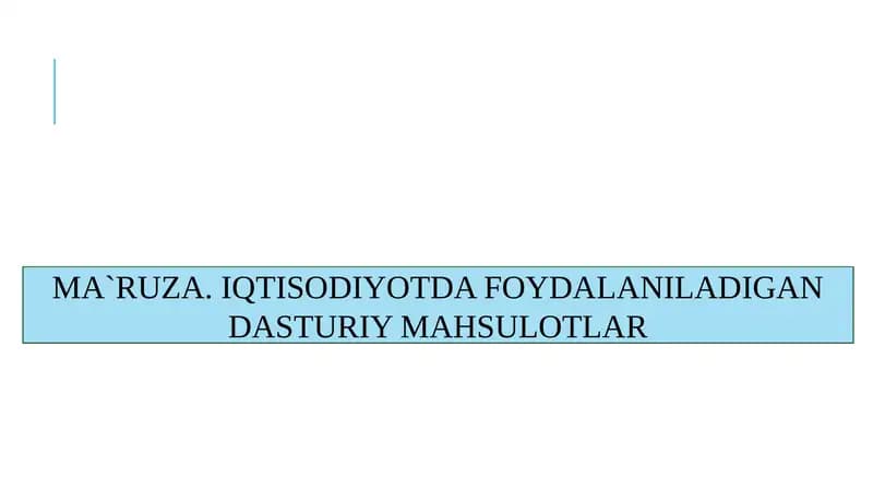 IQTISODIYOTDA FOYDALANILADIGAN DASTURIY MAHSULOTLAR