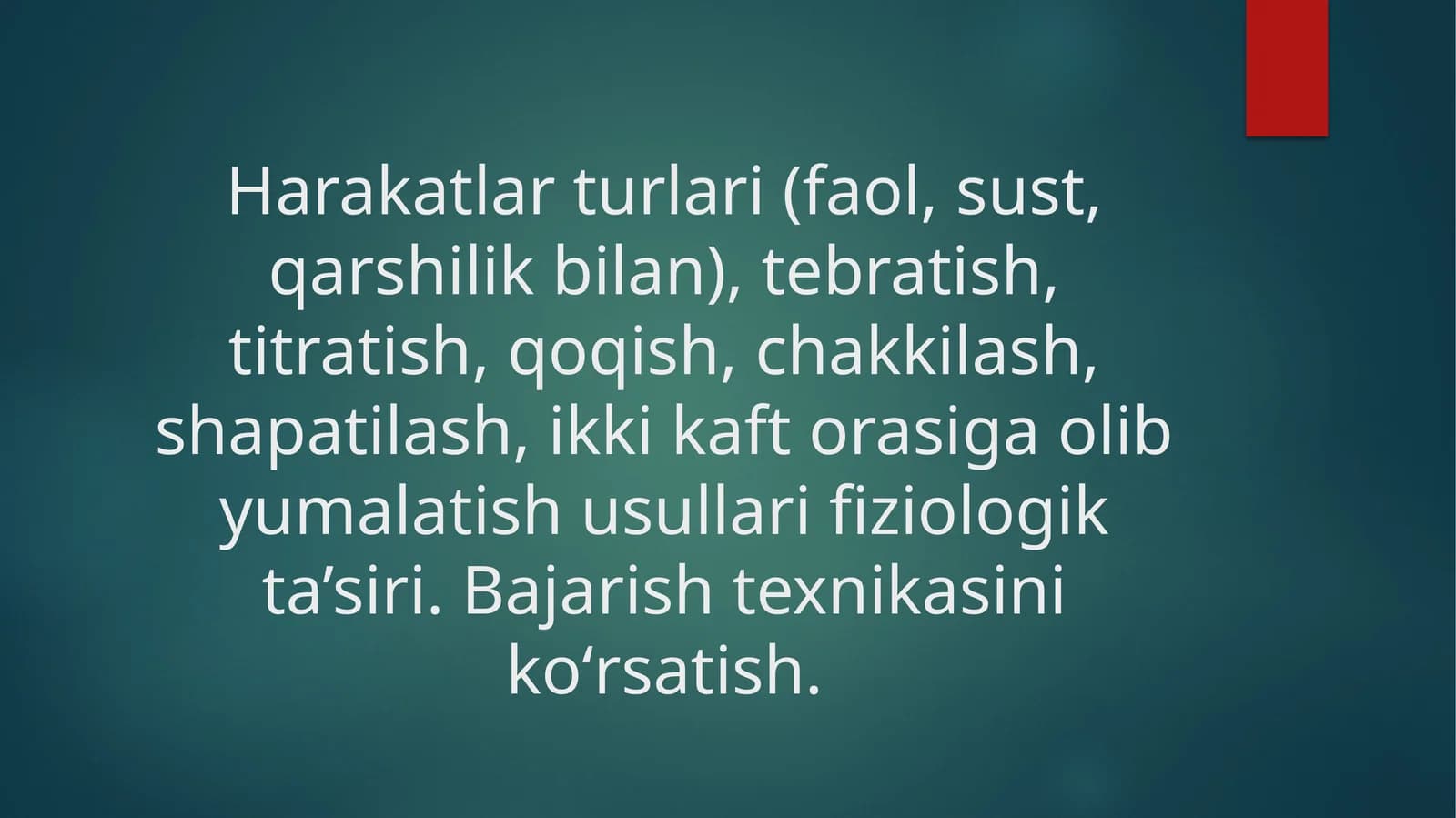 Massaj Turlari va Usullari