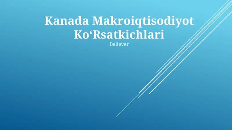 Kanada Makroiqtisodiyot KoʻRsatkichlari