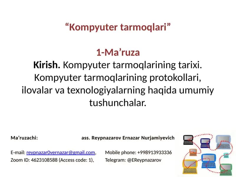 Kompyutertarmoqlari 1-Ma’ruza