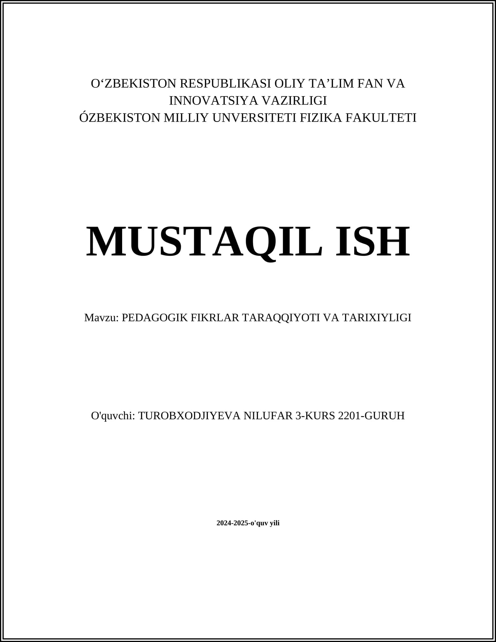 Pedagogik fikrlar rivojlanishi tarixi
