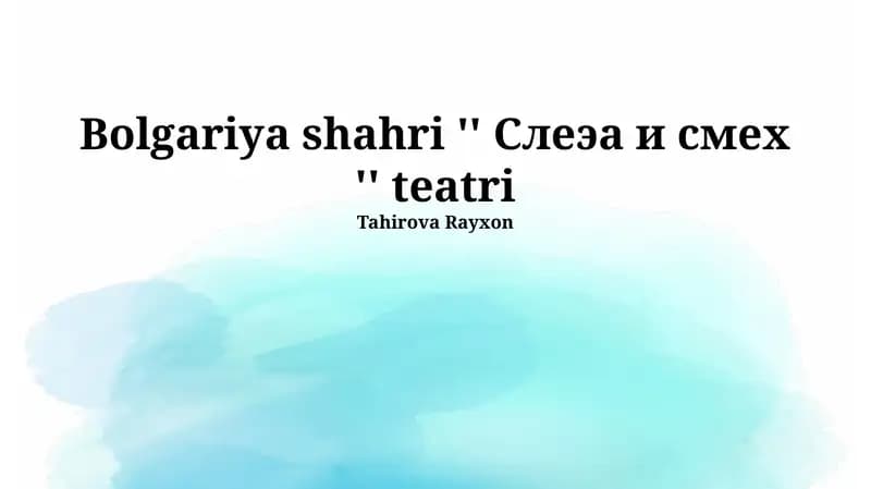 "Ko'z yoshlar va kulgu" teatri