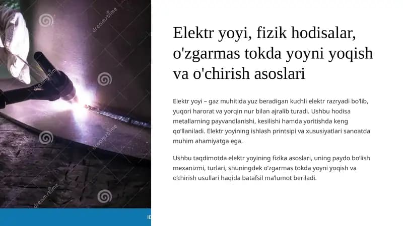 Elektr yoyi, fizik hodisalar, o'zgarmas tokda yoyni yoqish va o'chirish asoslari