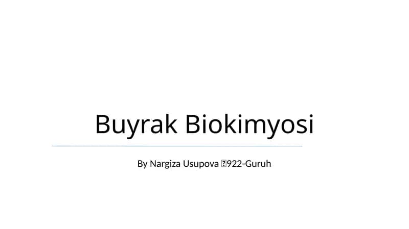Buyrak Biokimyosi