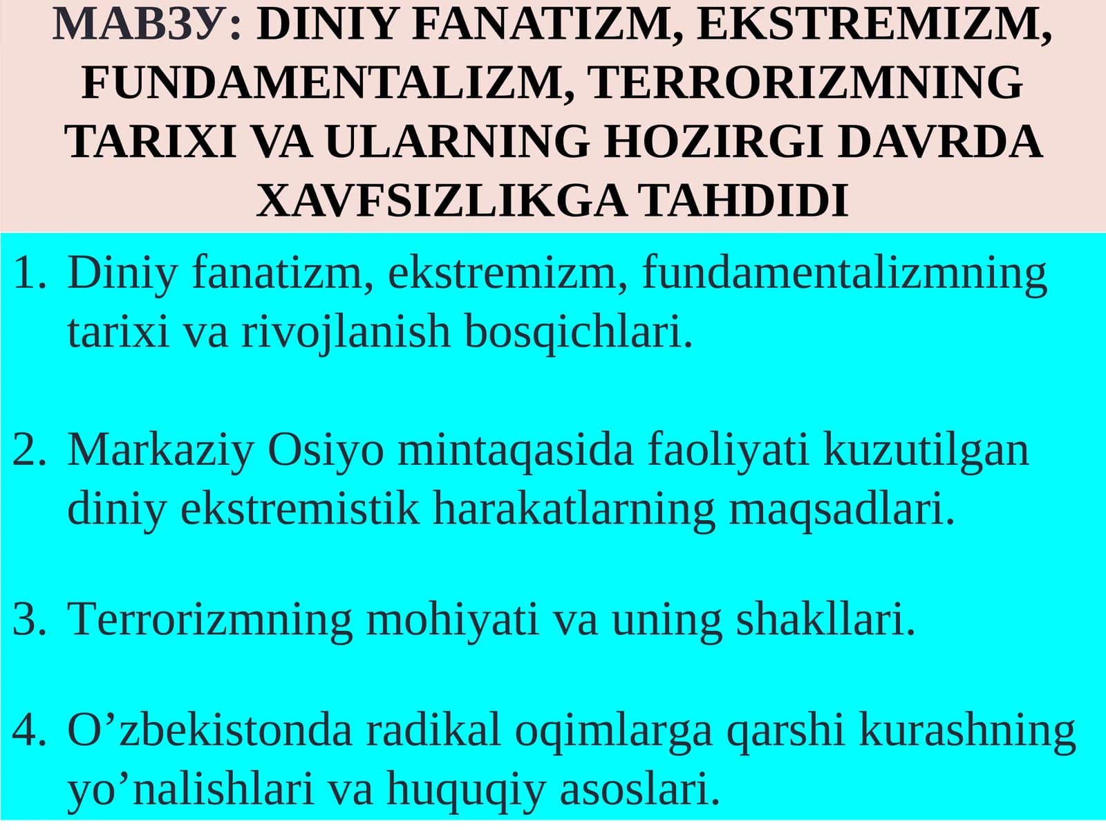 Diniy fanatizm, ekstremizm, fundamentalizm