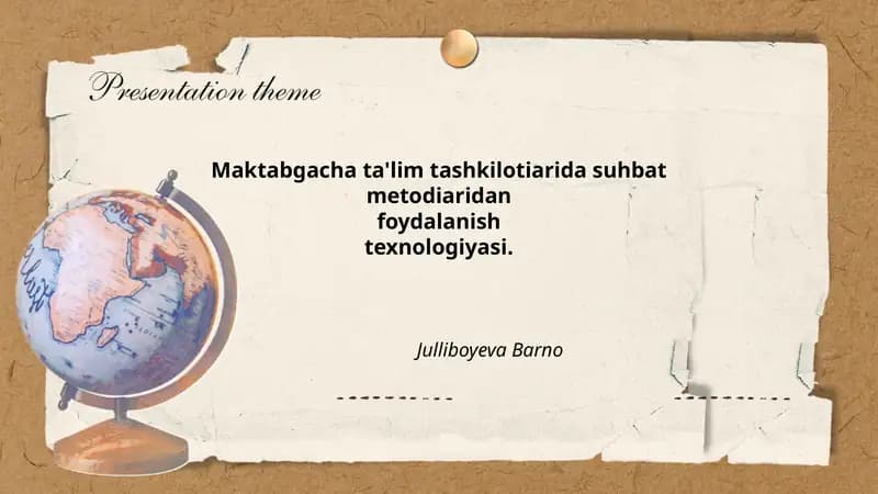 Suhbat metodining maktabgacha ta'limdagi pedagogik mohiyati va maqsadlari