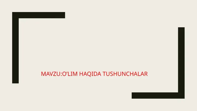 O’lim haqida tushuncha