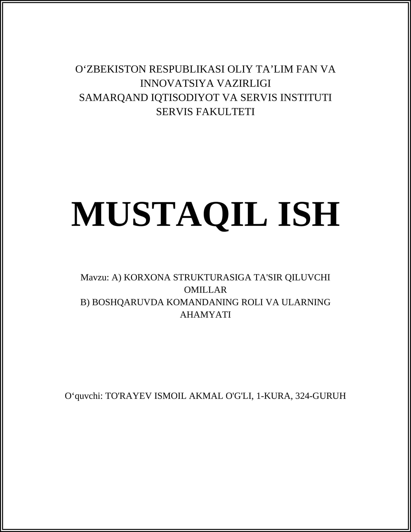 A) KORXONA STRUKTURASIGA TA'SIR QILUVCHI OMILLAR
