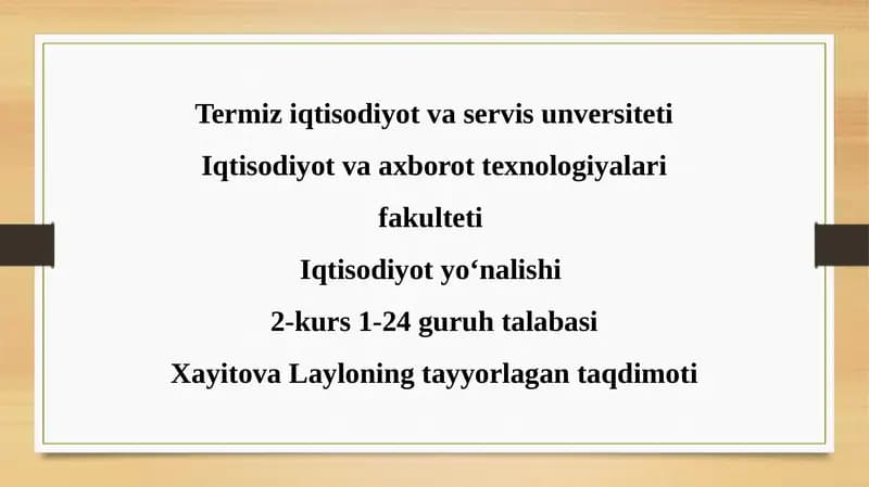 Davlatning to'lov qobiliyatini ichki qarz bo'yicha baholash
