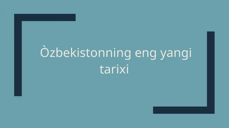 O'zbekistonning eng yangi tarixi