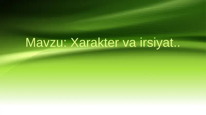 Xarakter va irsiyat
