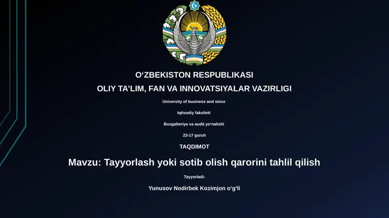 Tayyorlash yoki sotib olish qarorini tahlil qilish