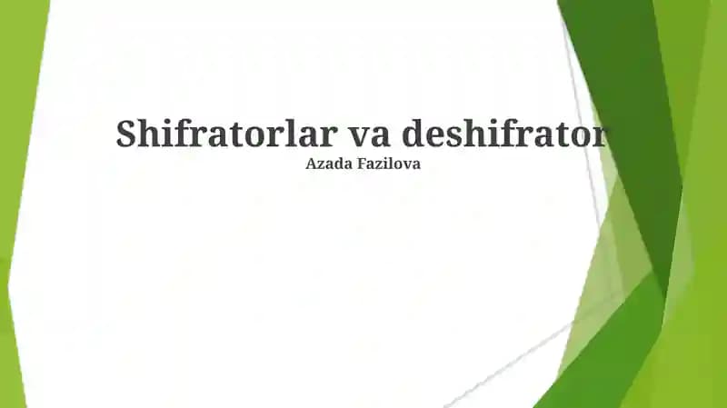 Shifratorlar va deshifrator