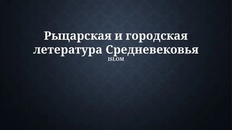 Рыцарская и городская литература Средневековья