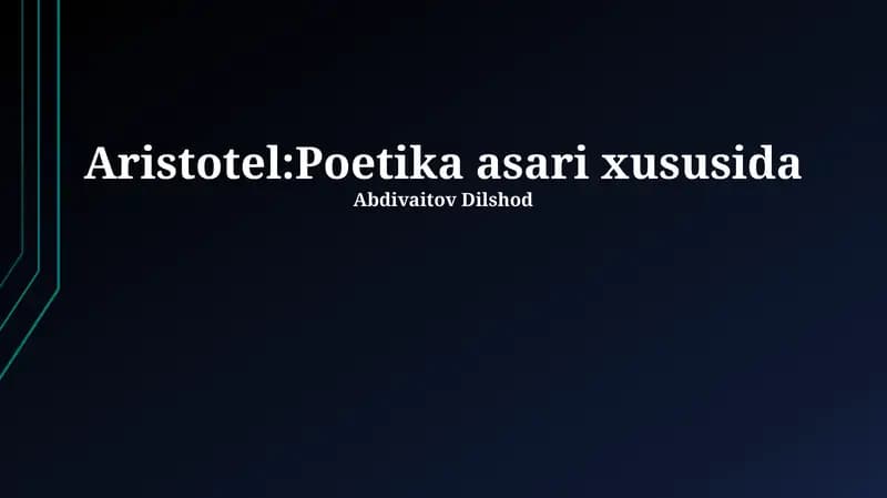 Aristotel: Poetika asari xususida