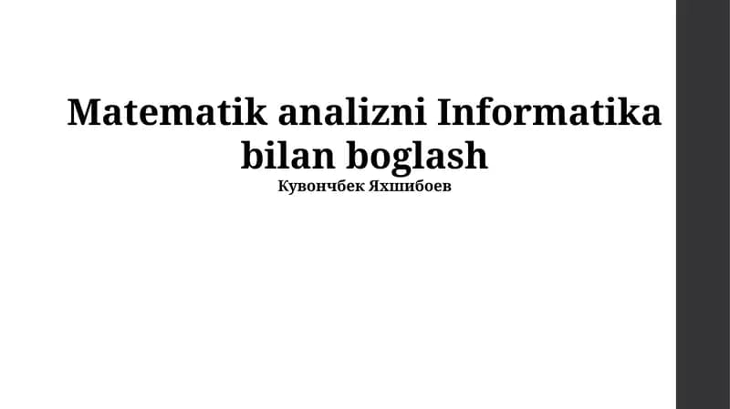 Matematik analizni Informatika bilan boglash