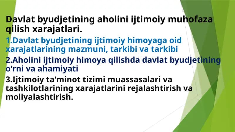 Davlat byudjetining ijtimoiy muhofaza qilish xarajatlari