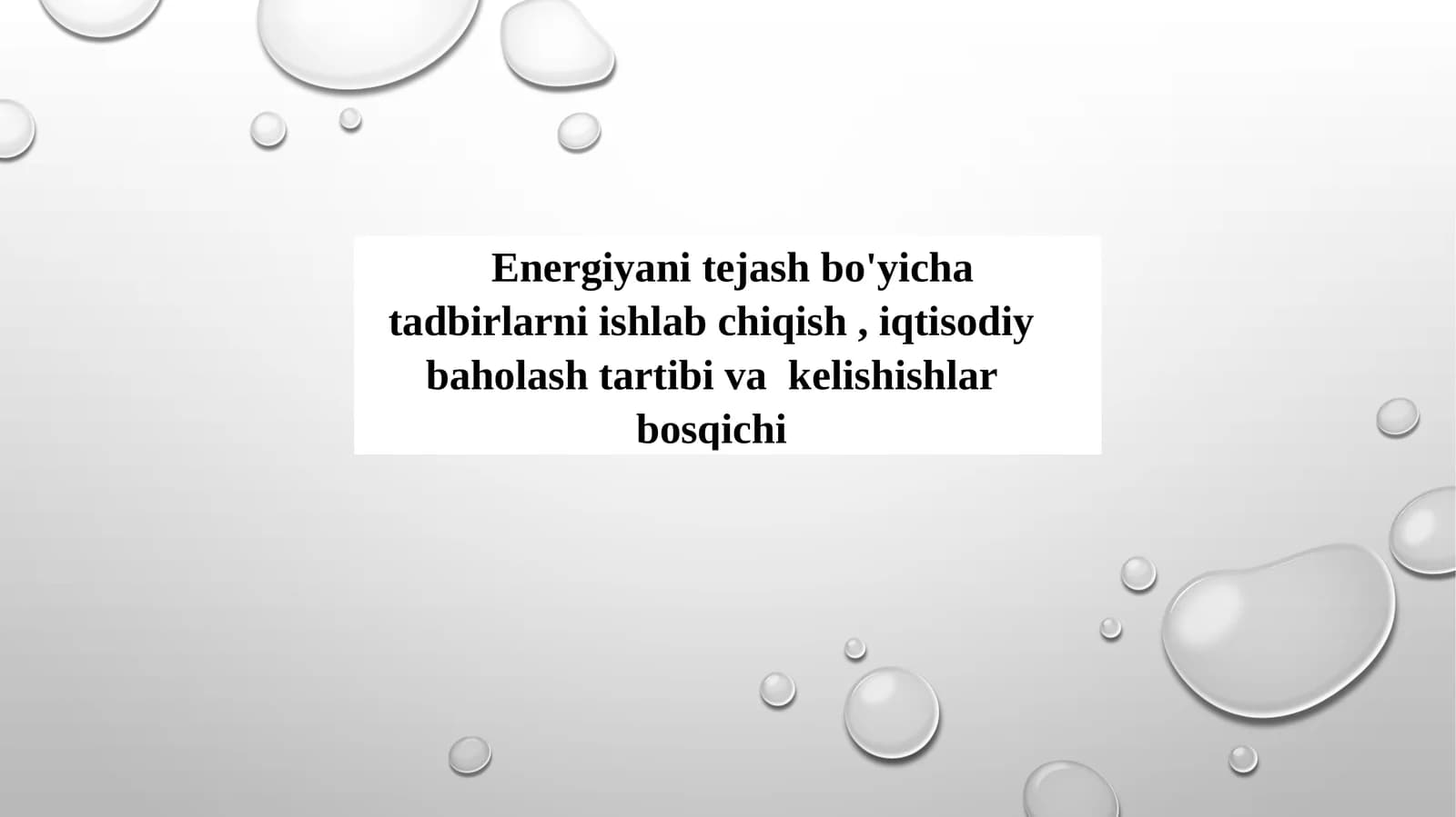Energiyani tejash bo'yicha tadbirlarni ishlab chiqish, iqtisodiy baholash tartibi va kelishishlar bosqichi