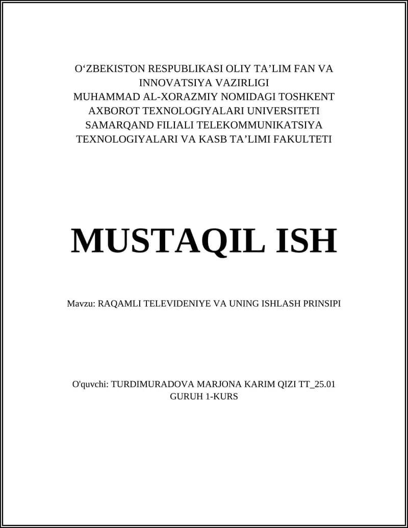 Raqamli televideniye va uning ishlash prinsi