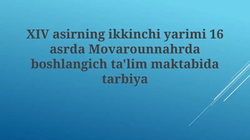 Oʻquv dasturlari va oʻquv materiallari