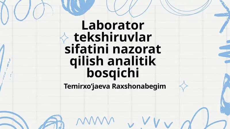 Laborator tekshiruvlar sifatini nazorat qilish analitik bosqichi