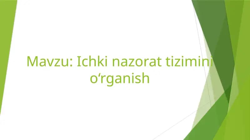 Ichkinazorat tizimini o‘rganish