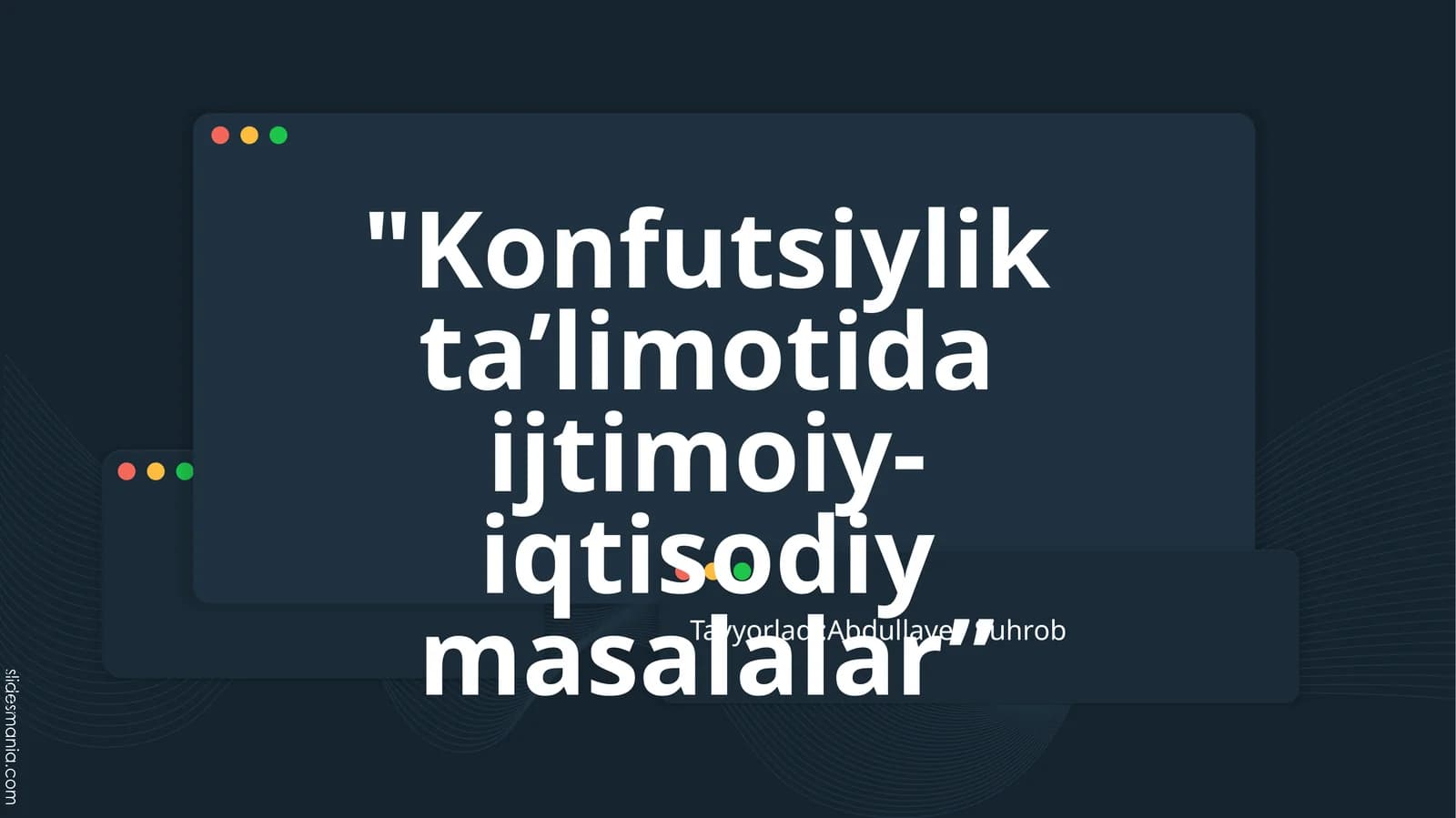 Konfutsiylik taʼlimotida ijtimoiy-iqtisodiy masalalar
