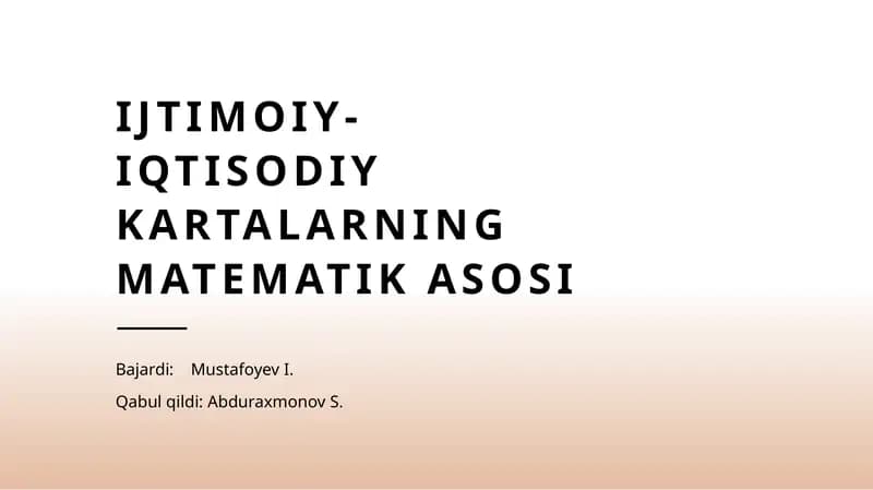 Ijtimoiy-iqtisodiy kartalarning matematik asosi