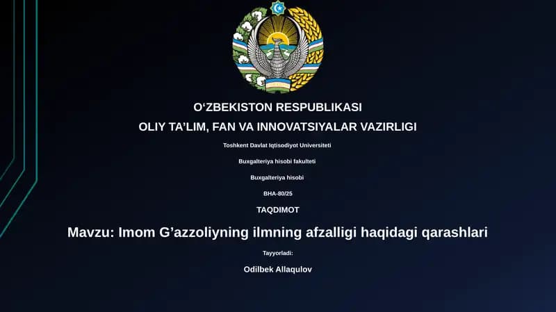 Imom G’azzoliyning ilmning afzalligi haqidagi qarashlari
