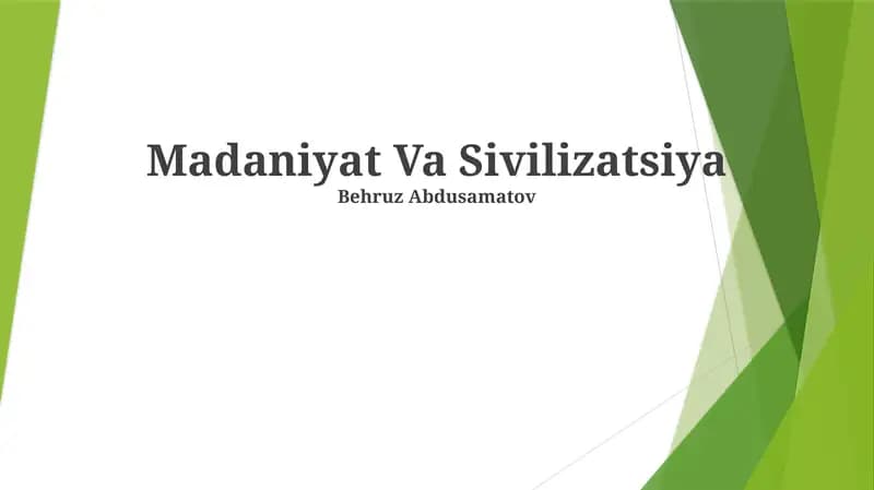 Madaniyat Va Sivilizatsiya